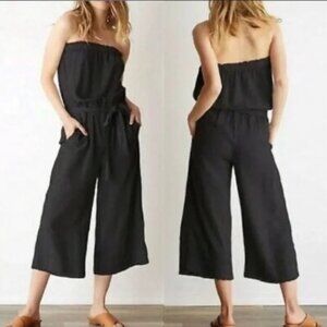 Cloth & Stone Strapless Wide Leg Cropped Length Romper Jumpsuit - Small